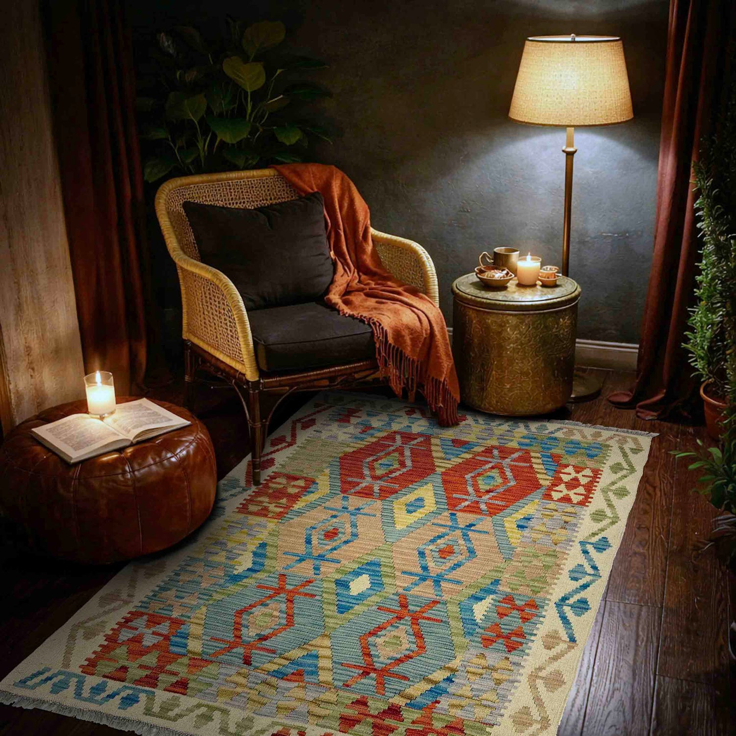 Handmade Vegetable Kelim 3' 5" x 5' 2" (ft) - No. R39031