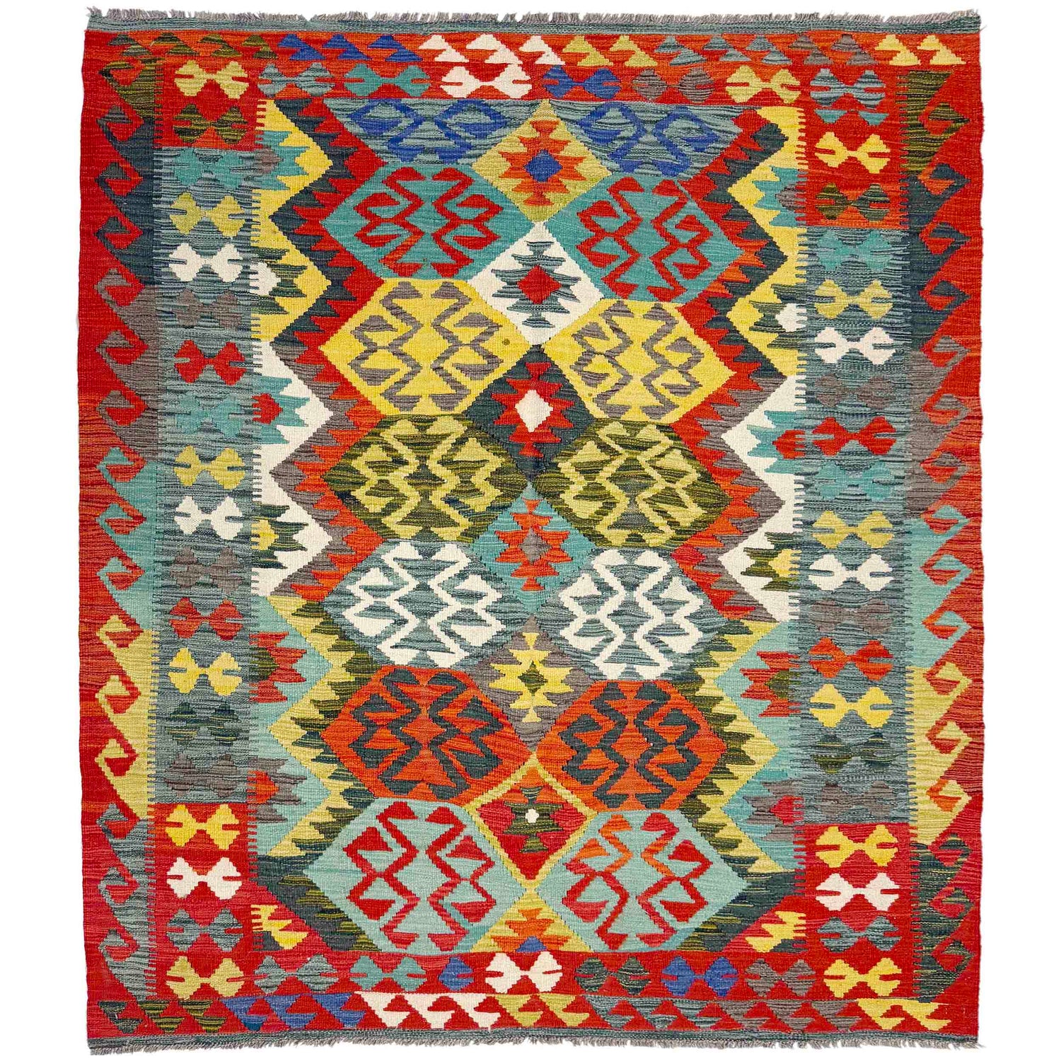 Handmade Vegetable Kelim 5' 1" x 6' 8" (ft) - No. R39035