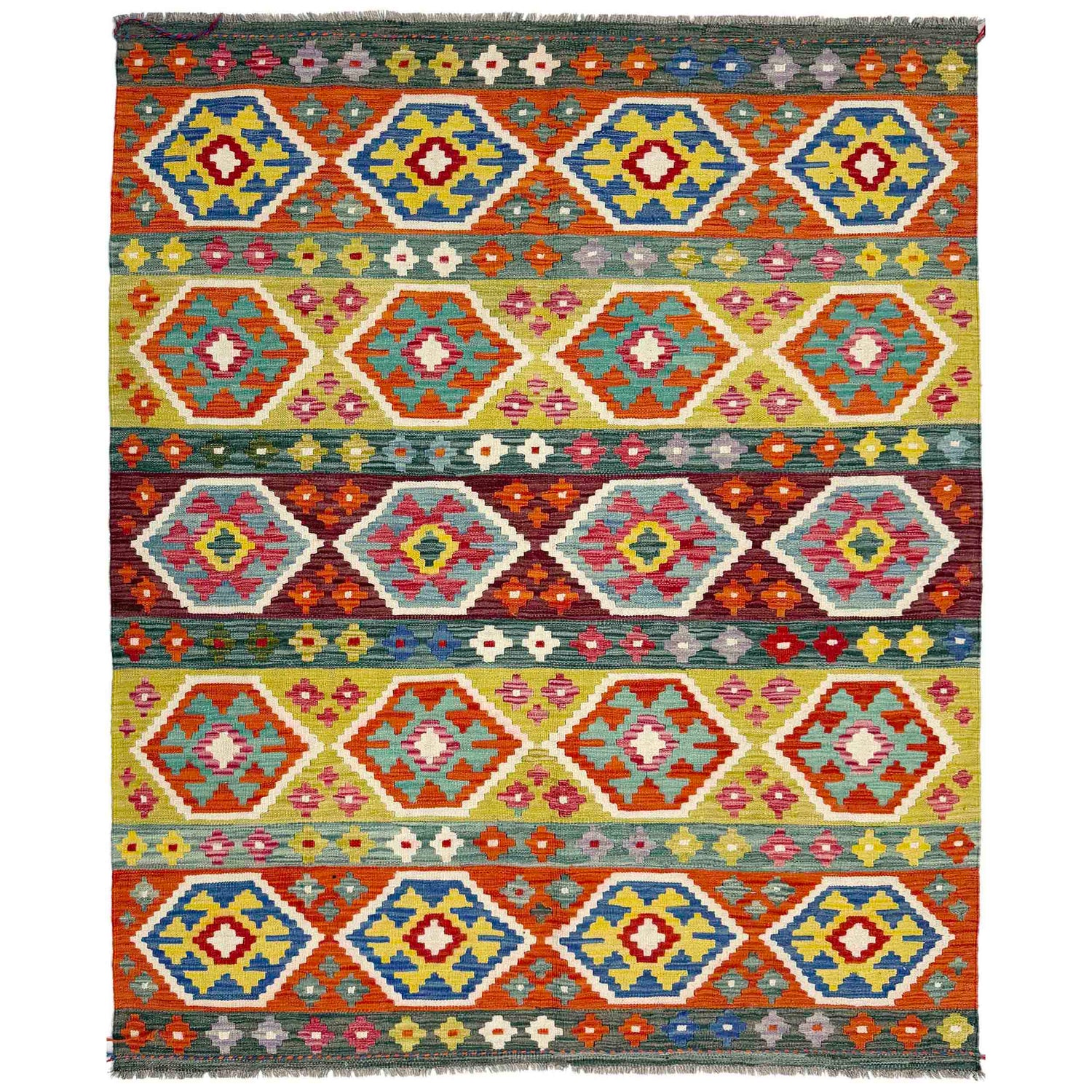 Handmade Vegetable Kilim 5' 2" x 6' 7" (ft) - No. R39036
