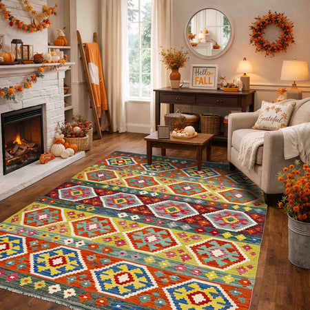 Handmade Vegetable Kilim 5' 2" x 6' 7" (ft) - No. R39036