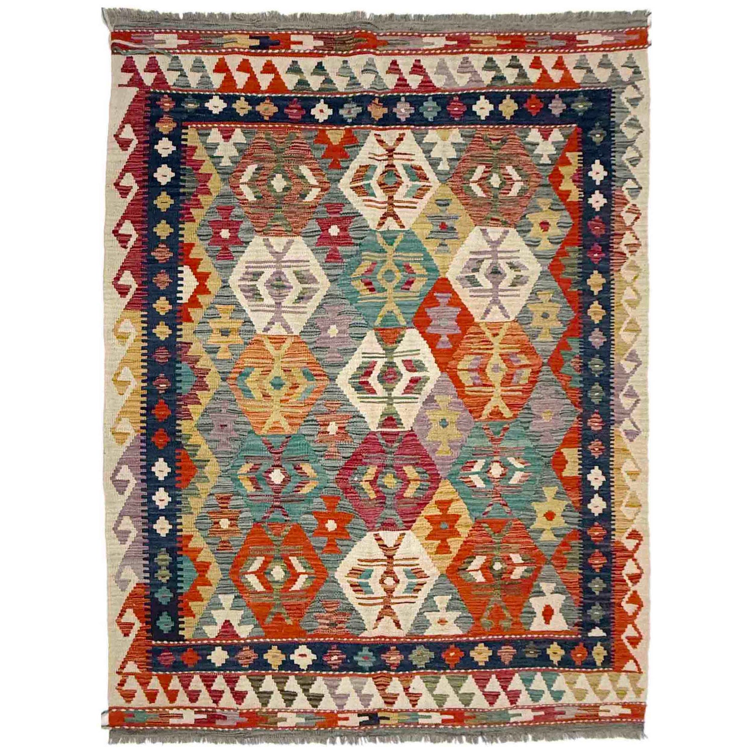 Handmade Vegetable Kelim 5' 0" x 6' 9" (ft) - No. R39037