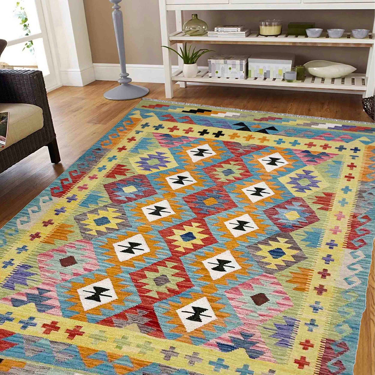 Handmade Vegetable Kilim 5' 2" x 6' 9" (ft) - No. R39046