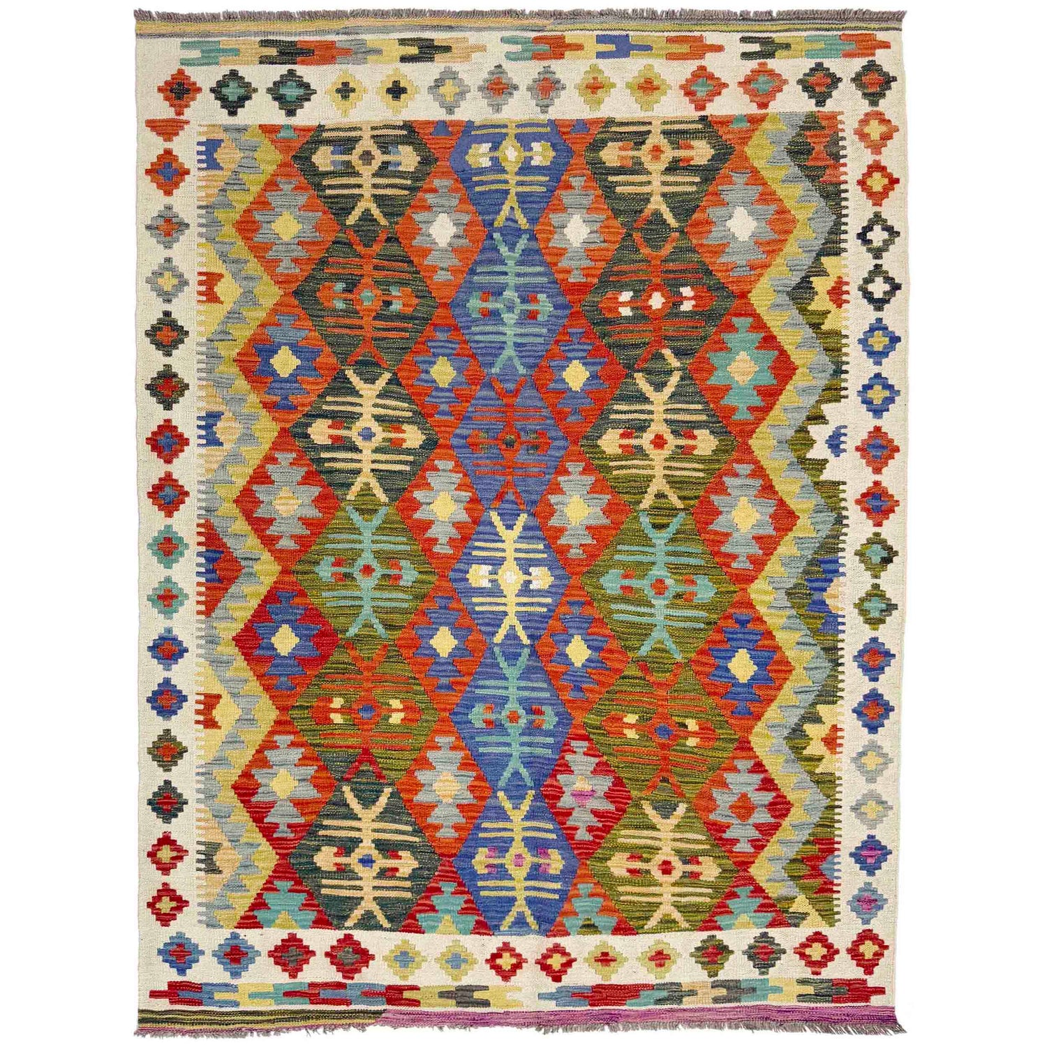 Handmade Vegetable Kilim 4' 11" x 6' 7" (ft) - No. R39050