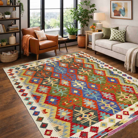 Handmade Vegetable Kilim 4' 11" x 6' 7" (ft) - No. R39050