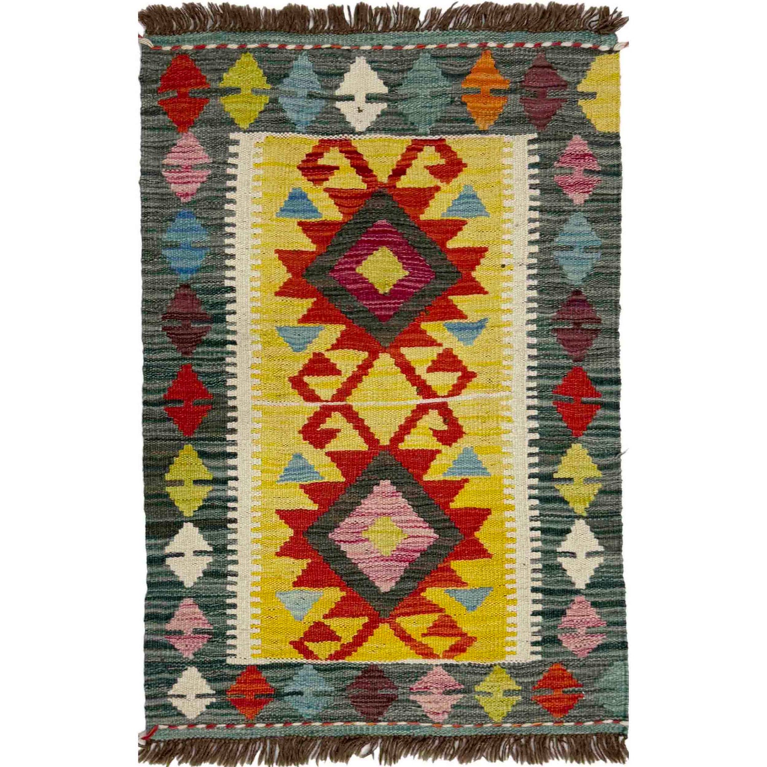 Handmade Vegetable Kelim 2' 1" x 3' 2" (ft) - No. R39056