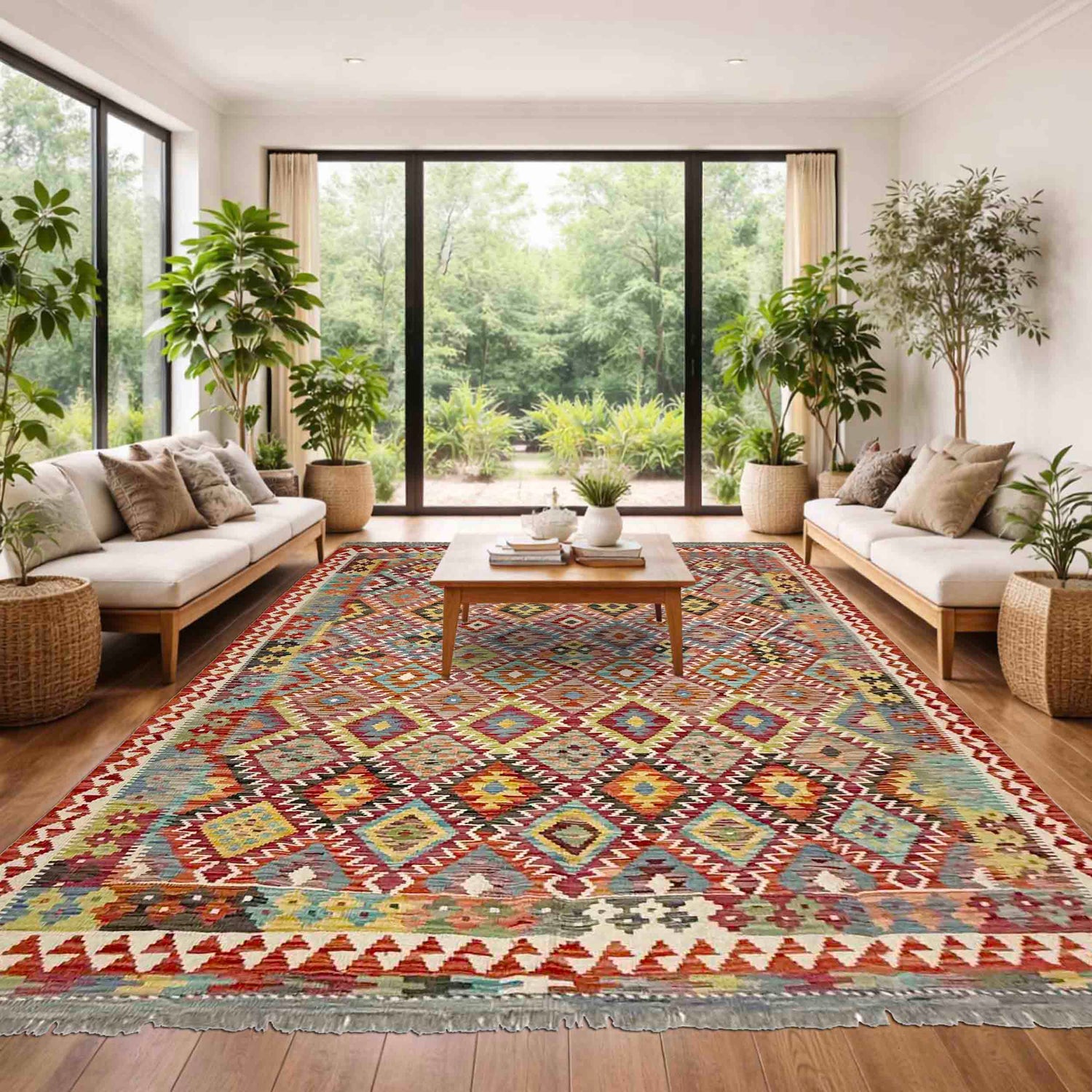 Handmade Vegetable Kilim 5' 11" x 8' 1" (ft) - No. R39062