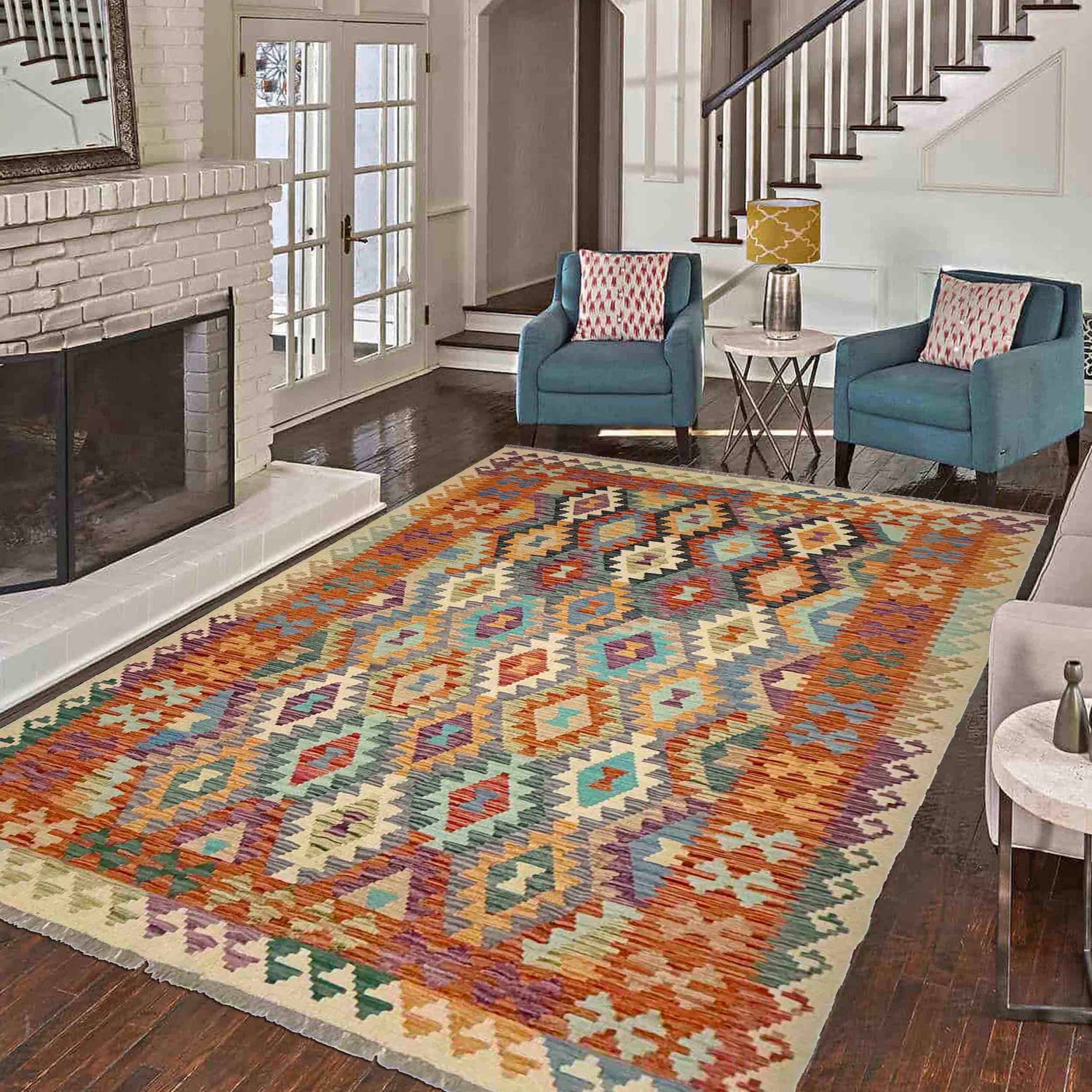 Handmade Vegetable Kilim 5' 10" x 8' 0" (ft) - No. R39069