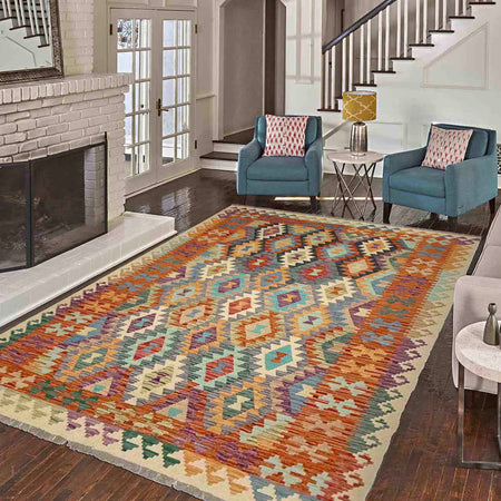Handmade Vegetable Kilim 5' 10" x 8' 0" (ft) - No. R39069