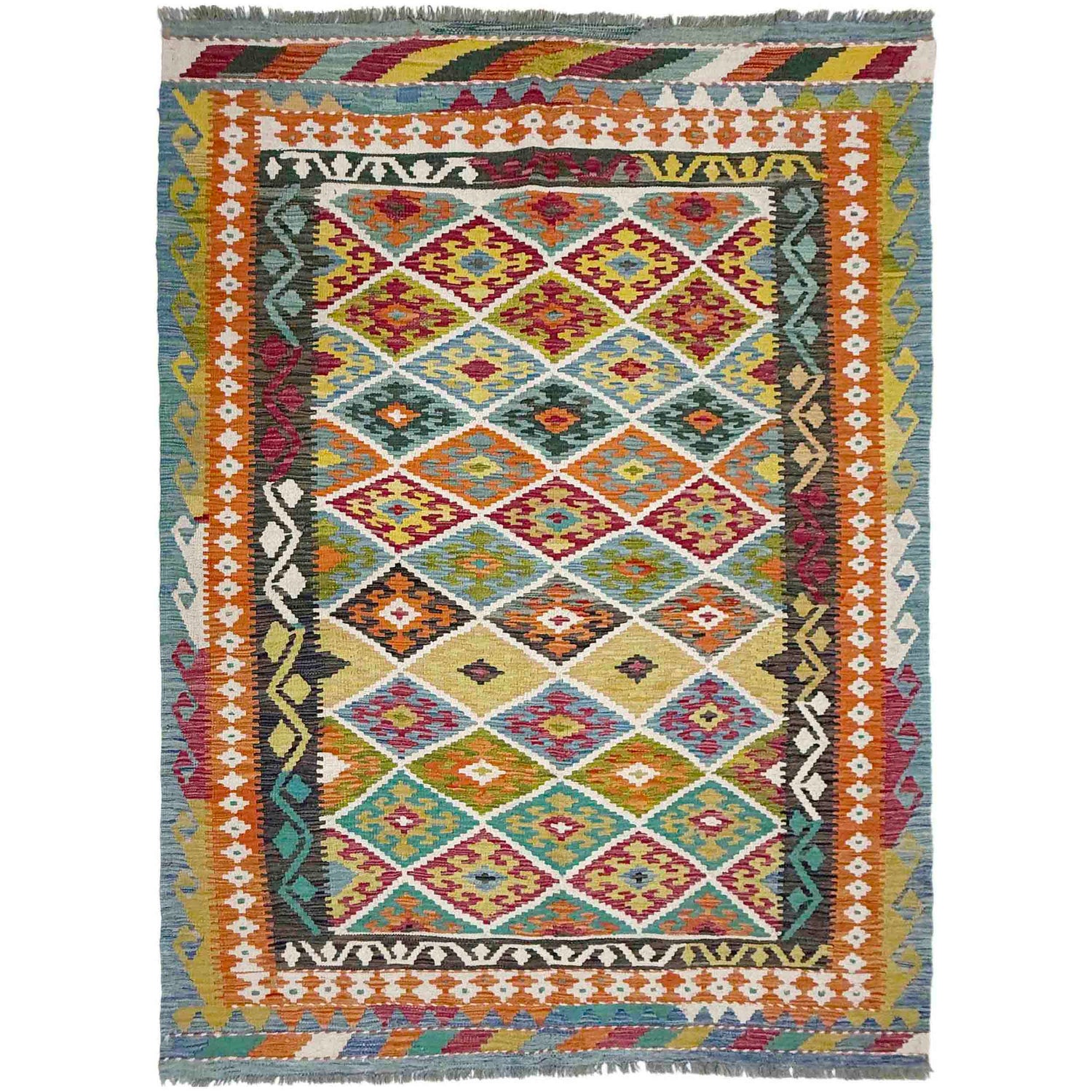 Handmade Vegetable Kelim 5' 4" x 7' 8" (ft) - No. R39071