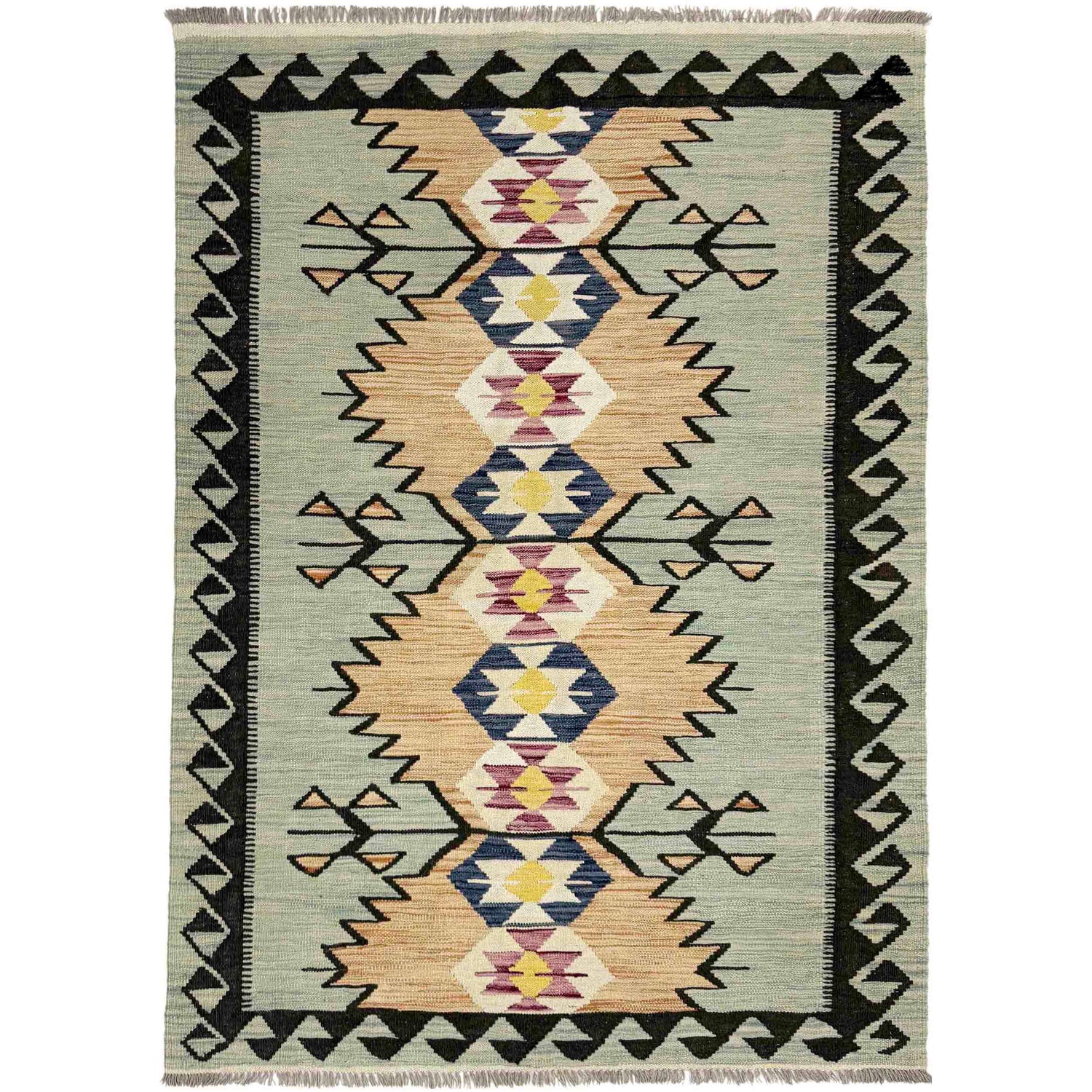 Handmade Vegetable Kilim 4' 1" x 6' 2" (ft) - No. R39076
