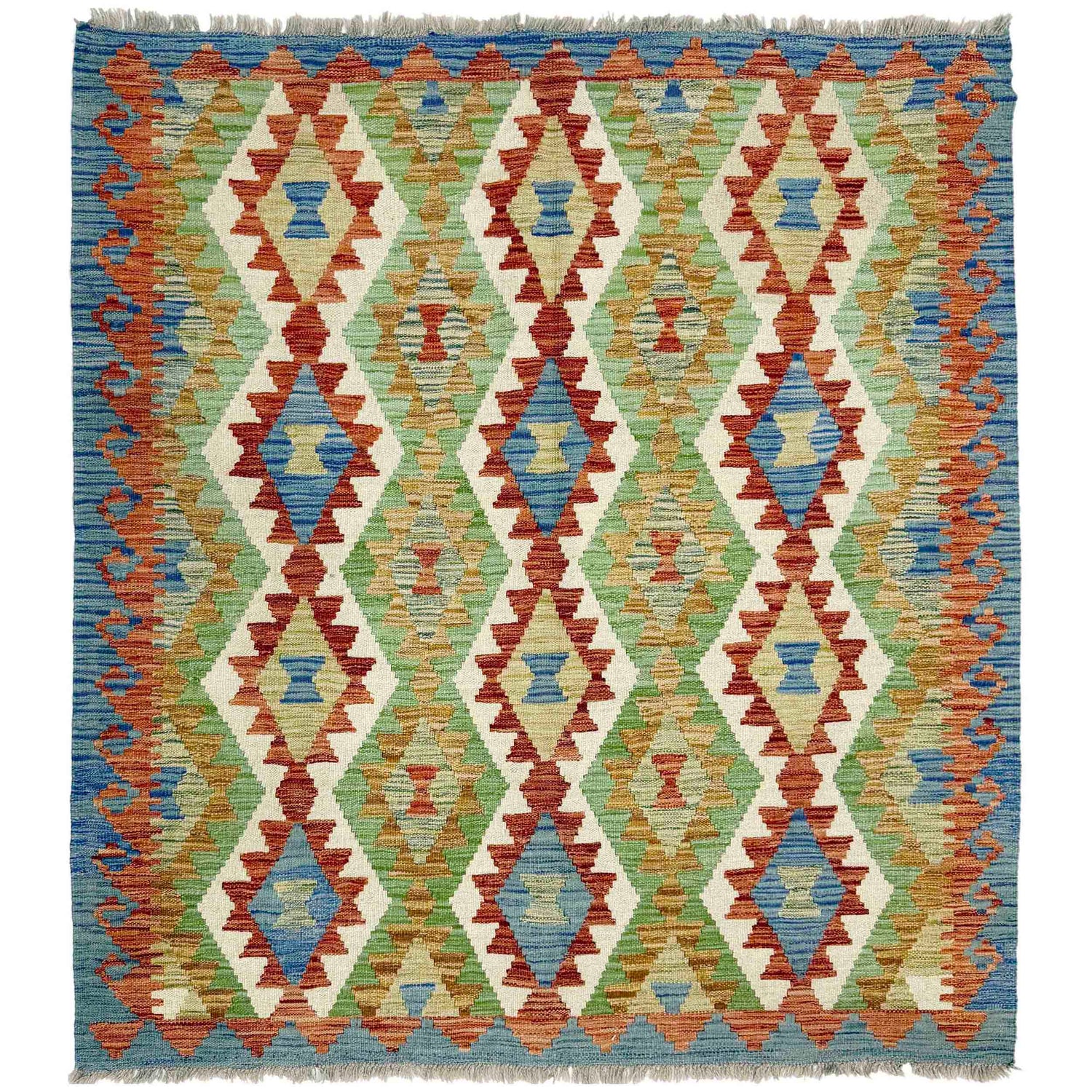 Handmade Vegetable Kelim 5' 0" x 5' 7" (ft) - No. R39077