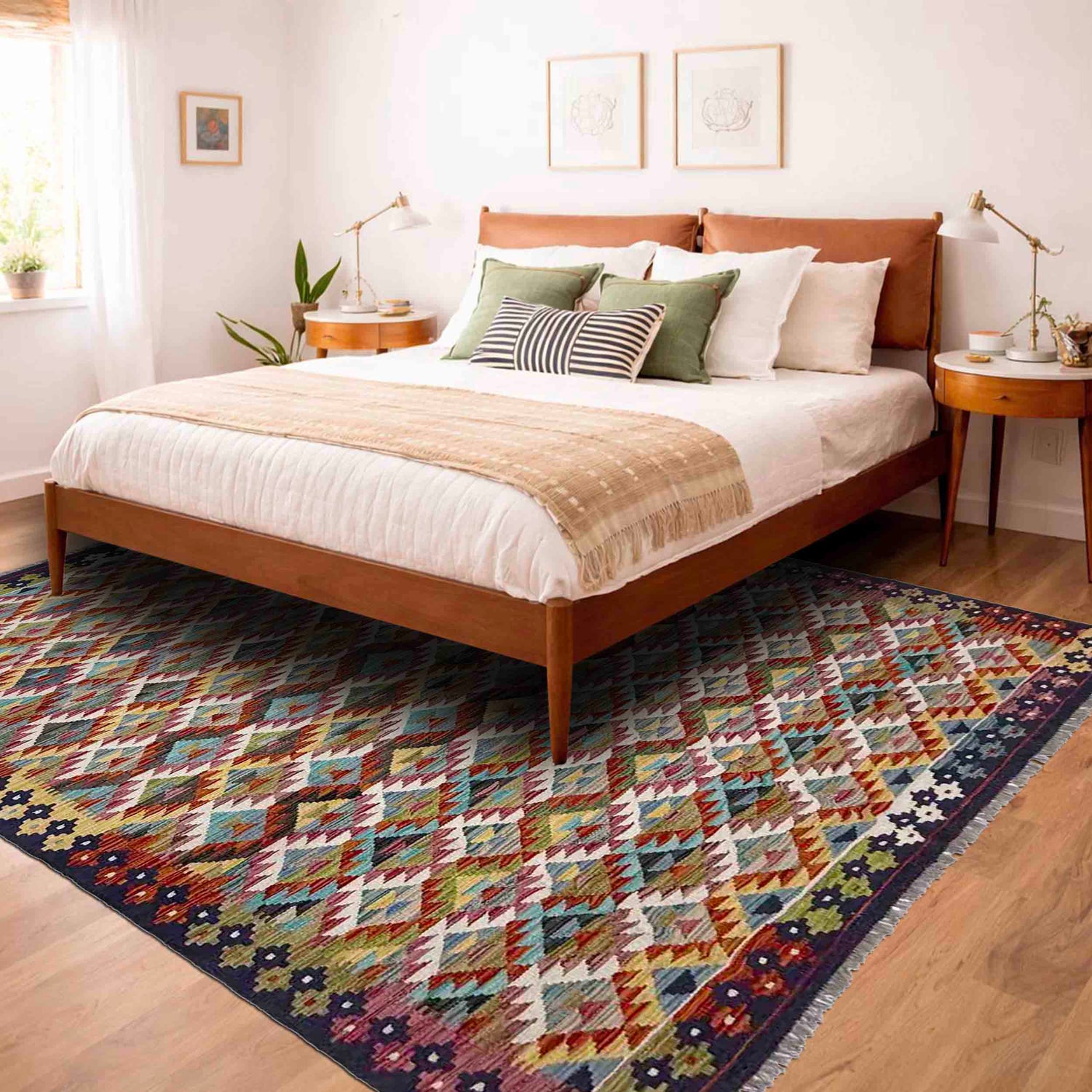 Handmade Vegetable Kilim 5' 11" x 8' 1" (ft) - No. R39079