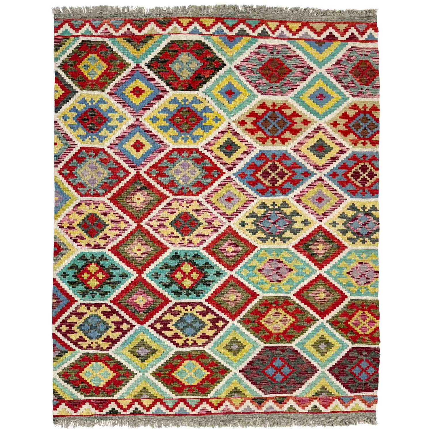 Handmade Vegetable Kilim 5' 2" x 6' 5" (ft) - No. R39080