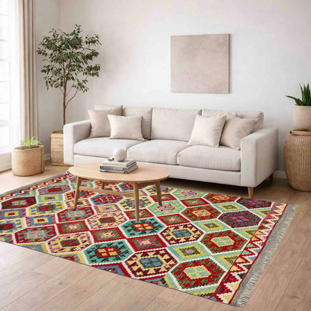Handmade Vegetable Kilim 5' 2" x 6' 5" (ft) - No. R39080