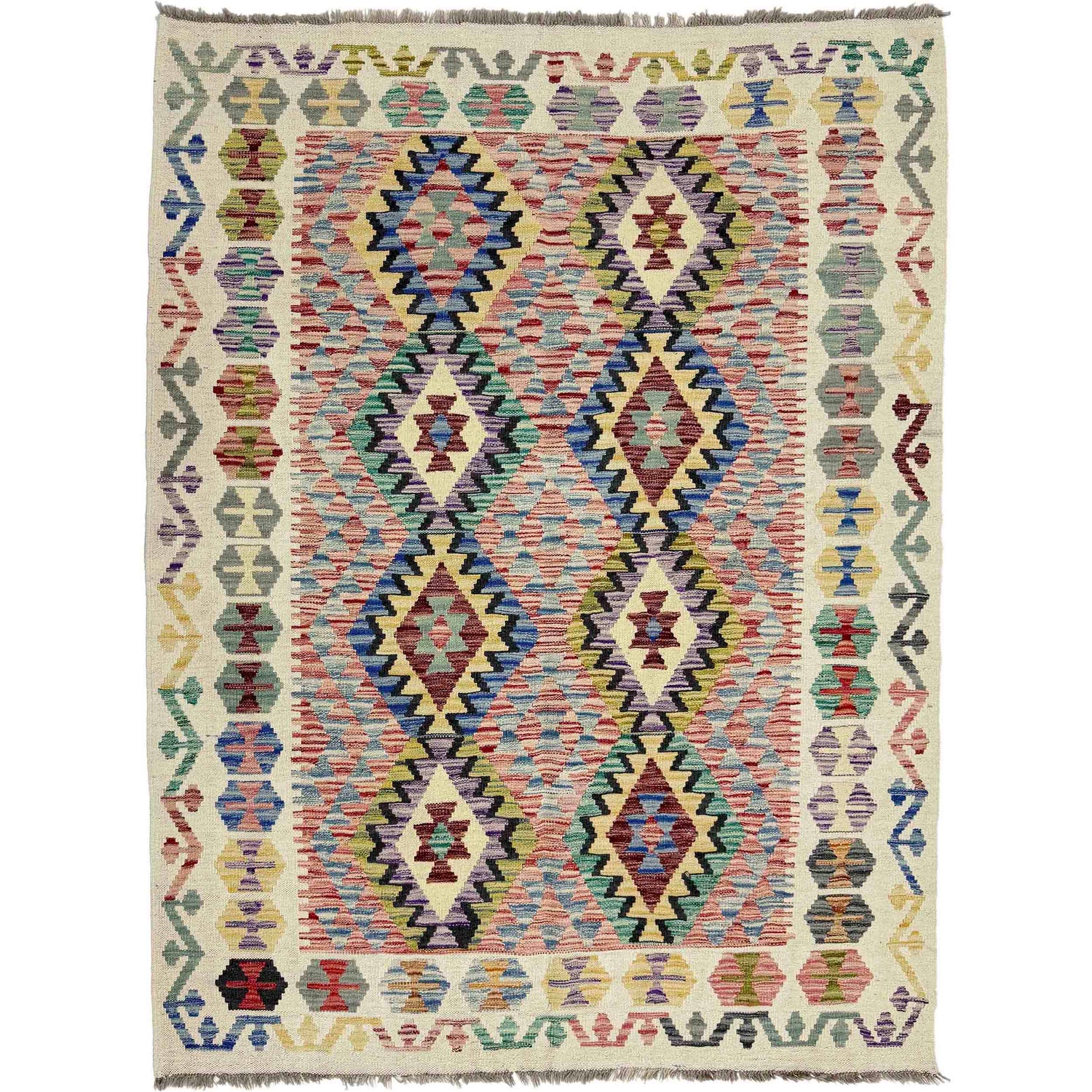 Handmade Vegetable Kelim 5' 2" x 6' 7" (ft) - No. R39081