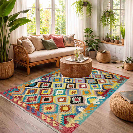 Handmade Vegetable Kilim 5' 3" x 6' 9" (ft) - No. R39083