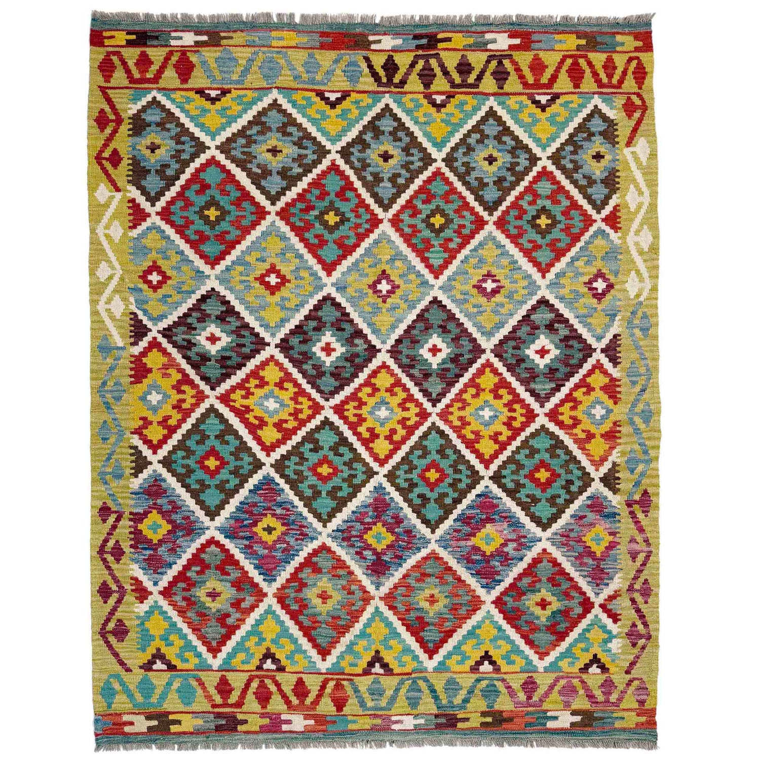 Handmade Vegetable Kelim 5' 1" x 6' 6" (ft) - No. R39084