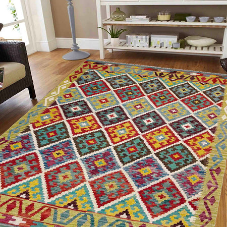 Handmade Vegetable Kelim 5' 1" x 6' 6" (ft) - No. R39084