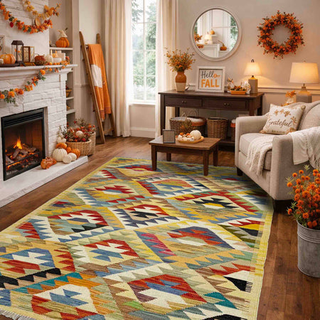 Handmade Vegetable Kelim 3' 11" x 5' 9" (ft) - No. R39086
