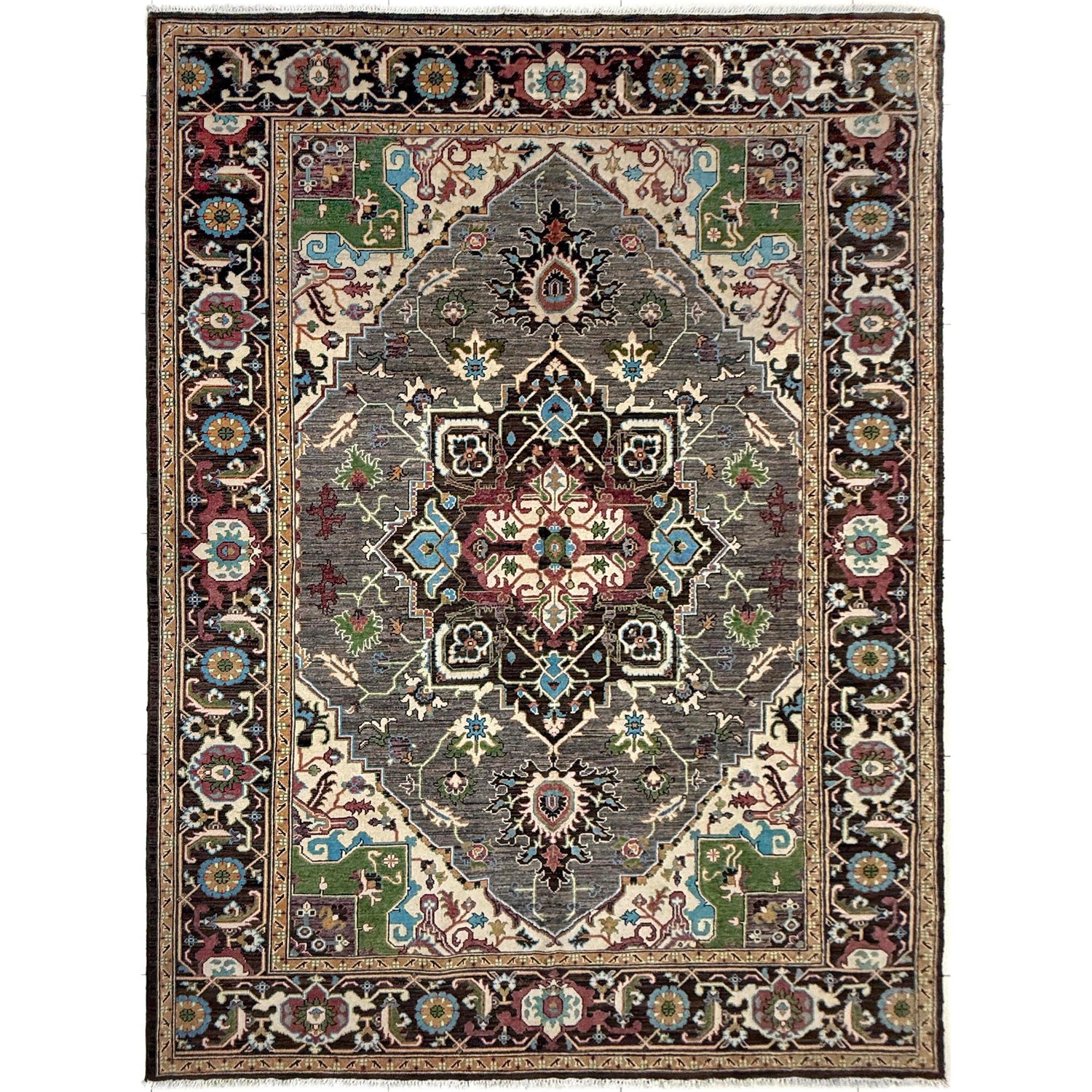 Hand Made Persian Design Heriz Carpet 6' 10" x 9' 7" (ft) - No. R39640