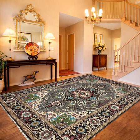 Hand Made Persian Design Heriz Carpet 6' 10" x 9' 7" (ft) - No. R39640