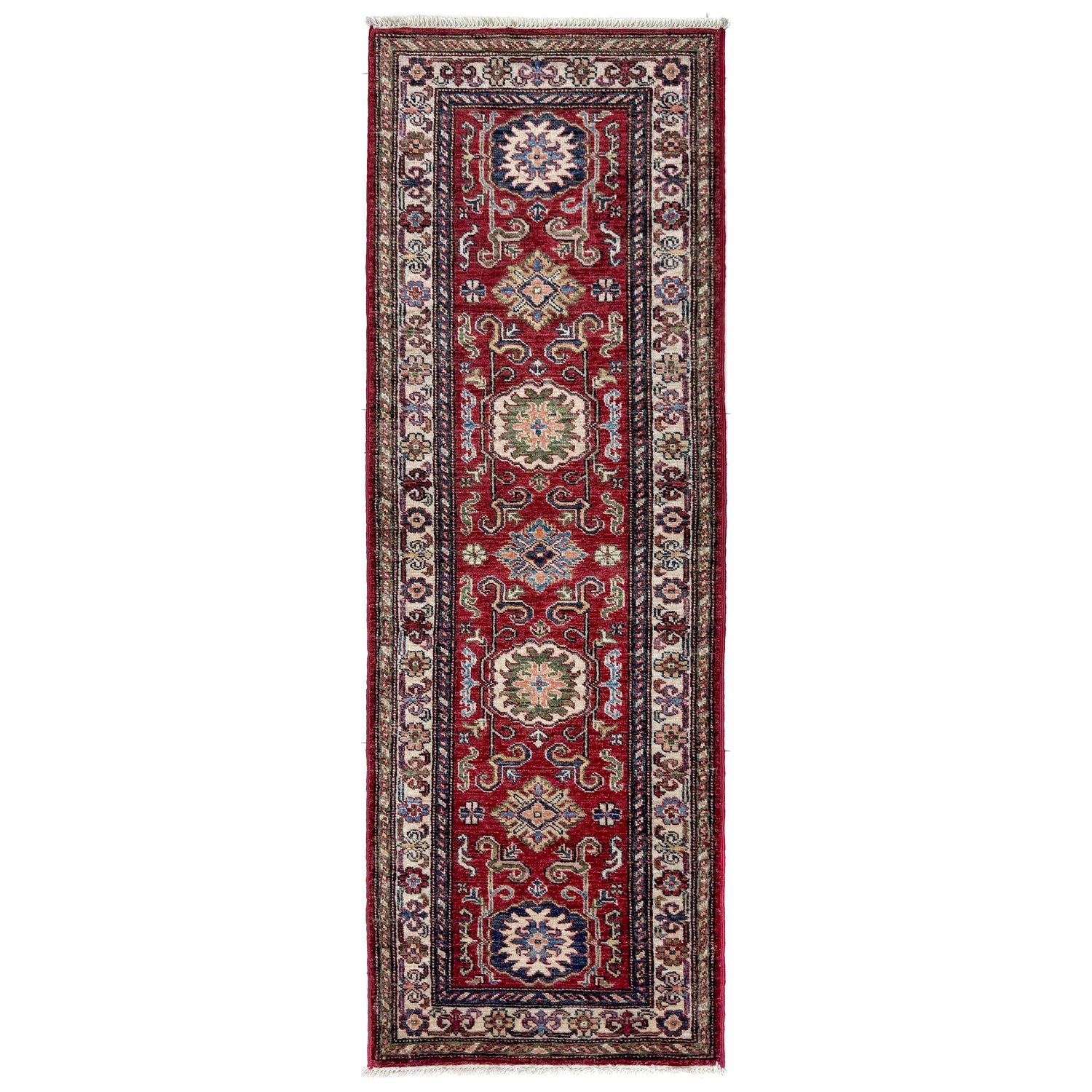 Red Color Handmade Kazak Runner Rug 2' 0" x 6' 0" (ft) - No. R39645