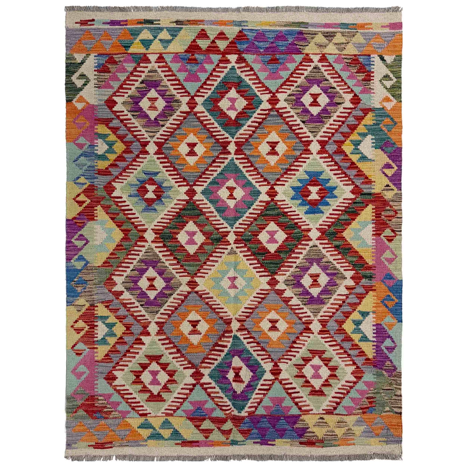Handmade Vegetable Kilim 4' 3" x 5' 9" (ft) - No. R39646