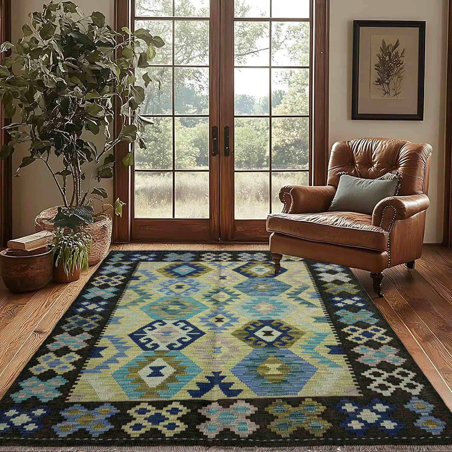Handmade Vegetable Kelim 4' 4" x 5' 8" (ft) - No. R39652