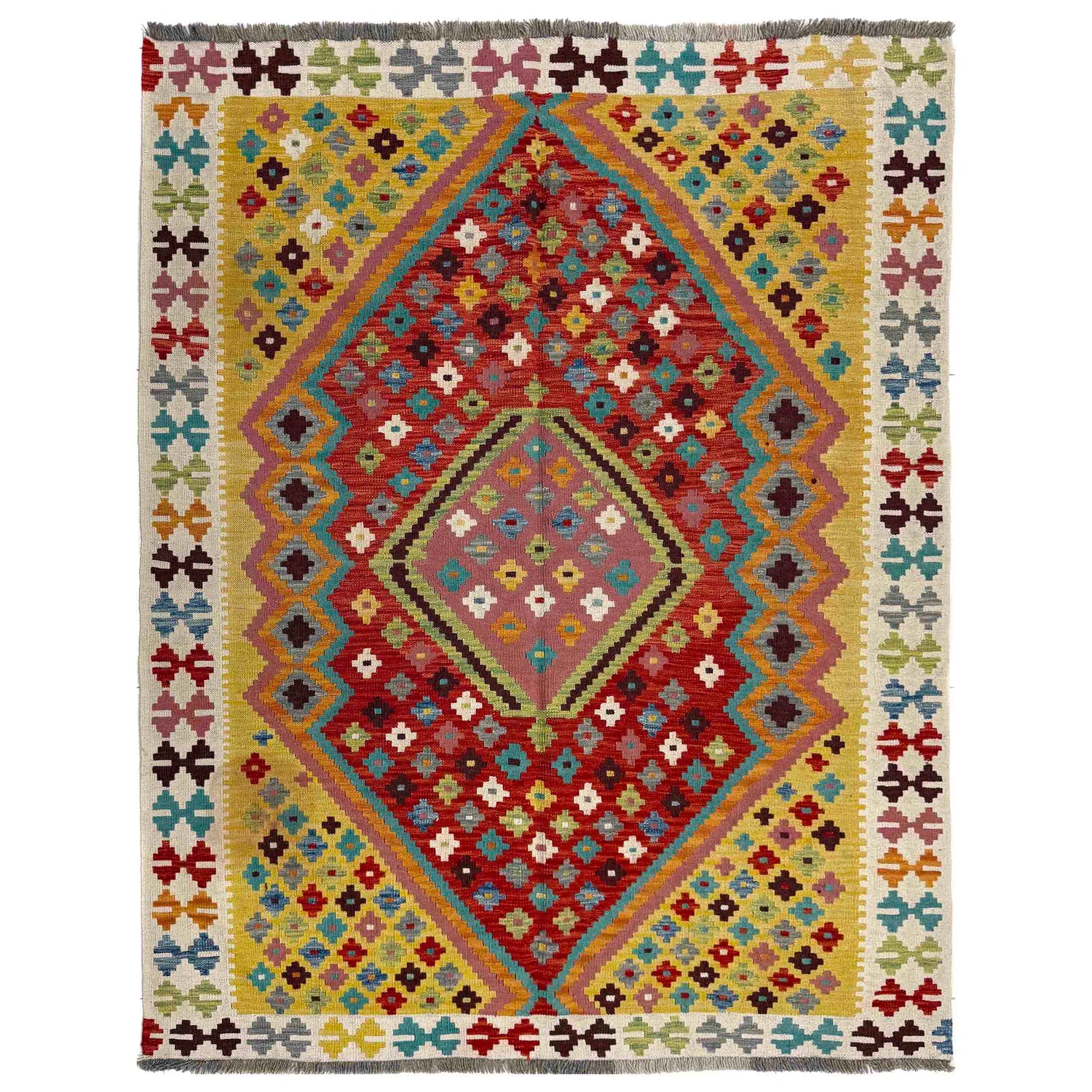 Handmade Vegetable Kelim 5' 3" x 6' 4" (ft) - No. R39653