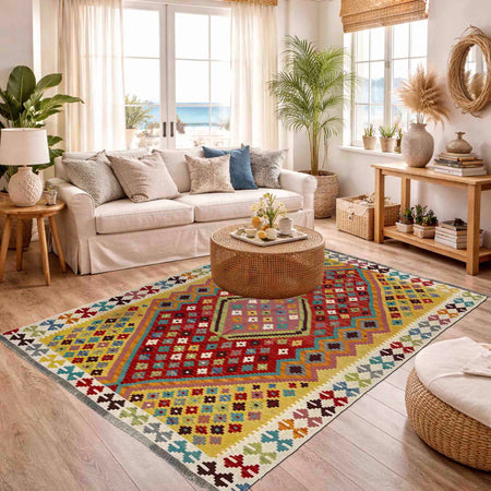 Handmade Vegetable Kelim 5' 3" x 6' 4" (ft) - No. R39653
