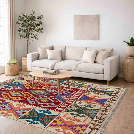 Handmade Vegetable Kelim 5' 2" x 6' 6" (ft) - No. R39655