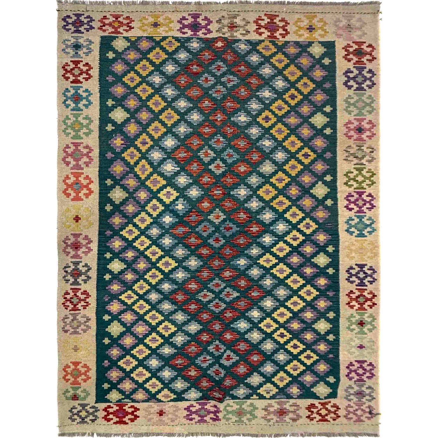 Handmade Vegetable Kelim 5' 11" x 7' 8" (ft) - No. R39657