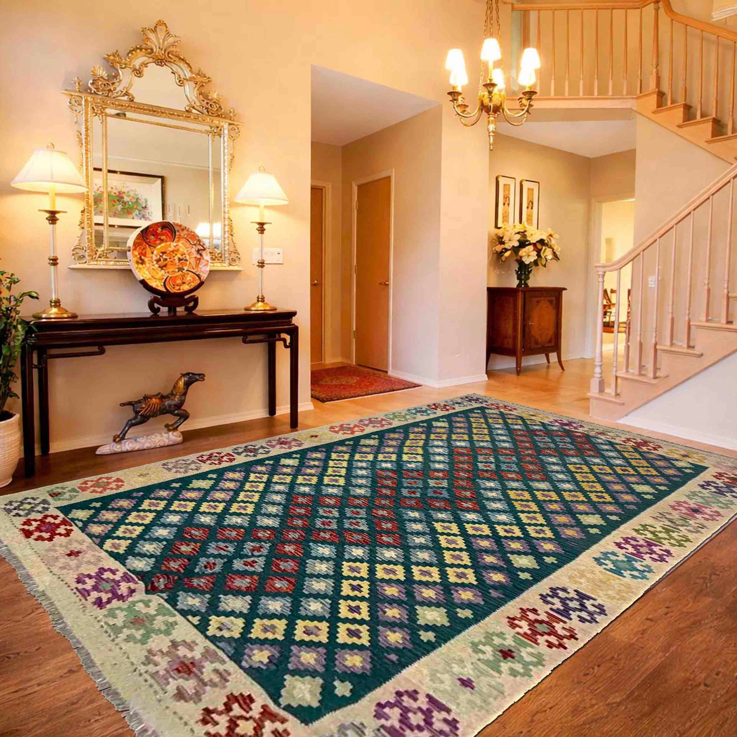 Handmade Vegetable Kelim 5' 11" x 7' 8" (ft) - No. R39657