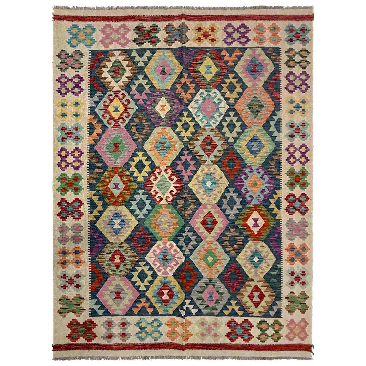 Handmade Vegetable Kelim 5' 9" x 8' 1" (ft) - No. R39659