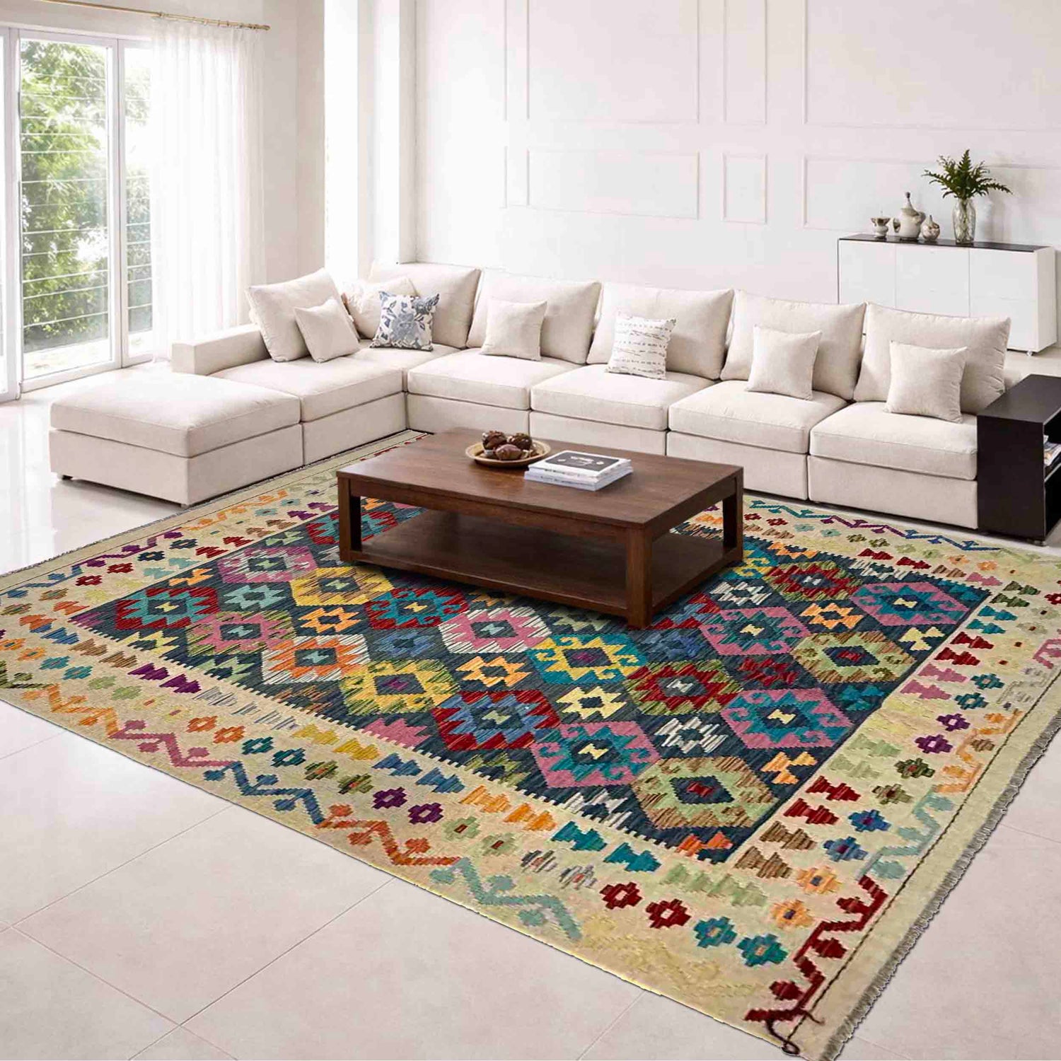 Handmade Vegetable Kelim 5' 10" x 7' 9" (ft) - No. R39660