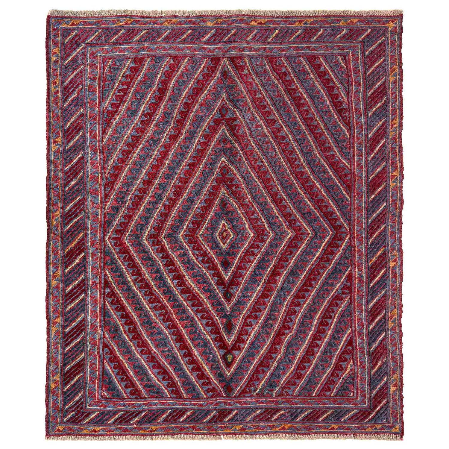 Red Color Mashwani Rug 4' 8" x 5' 10" (ft) - No. R39733