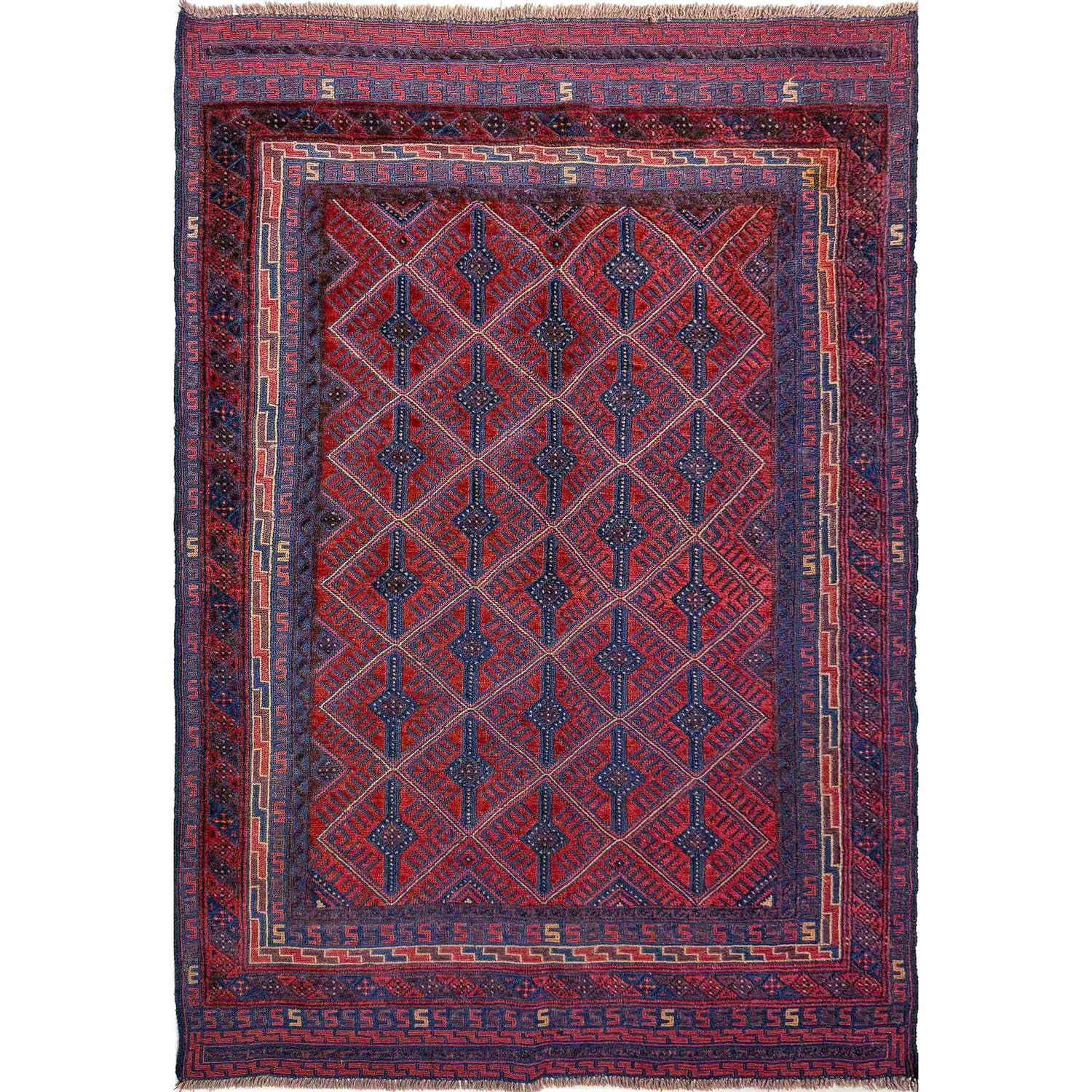 Red Mashwani Carpet 4' 10" x 6' 5" (ft) - No. R39735