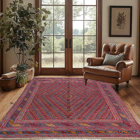 Red Color Mashwani Carpet 4' 10" x 6' 2" (ft) - No. R39740