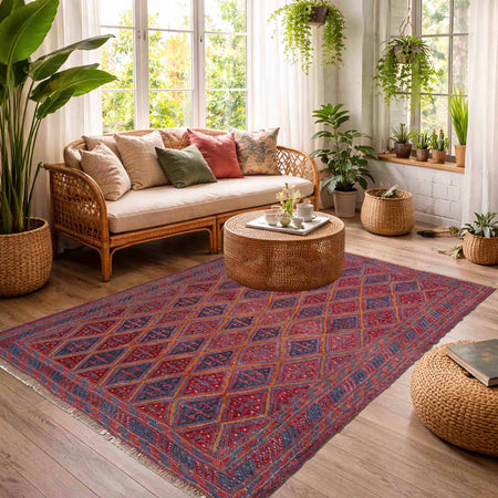 Red Color Mashwani Qaleen 4' 9" x 5' 11" (ft) - No. R39745