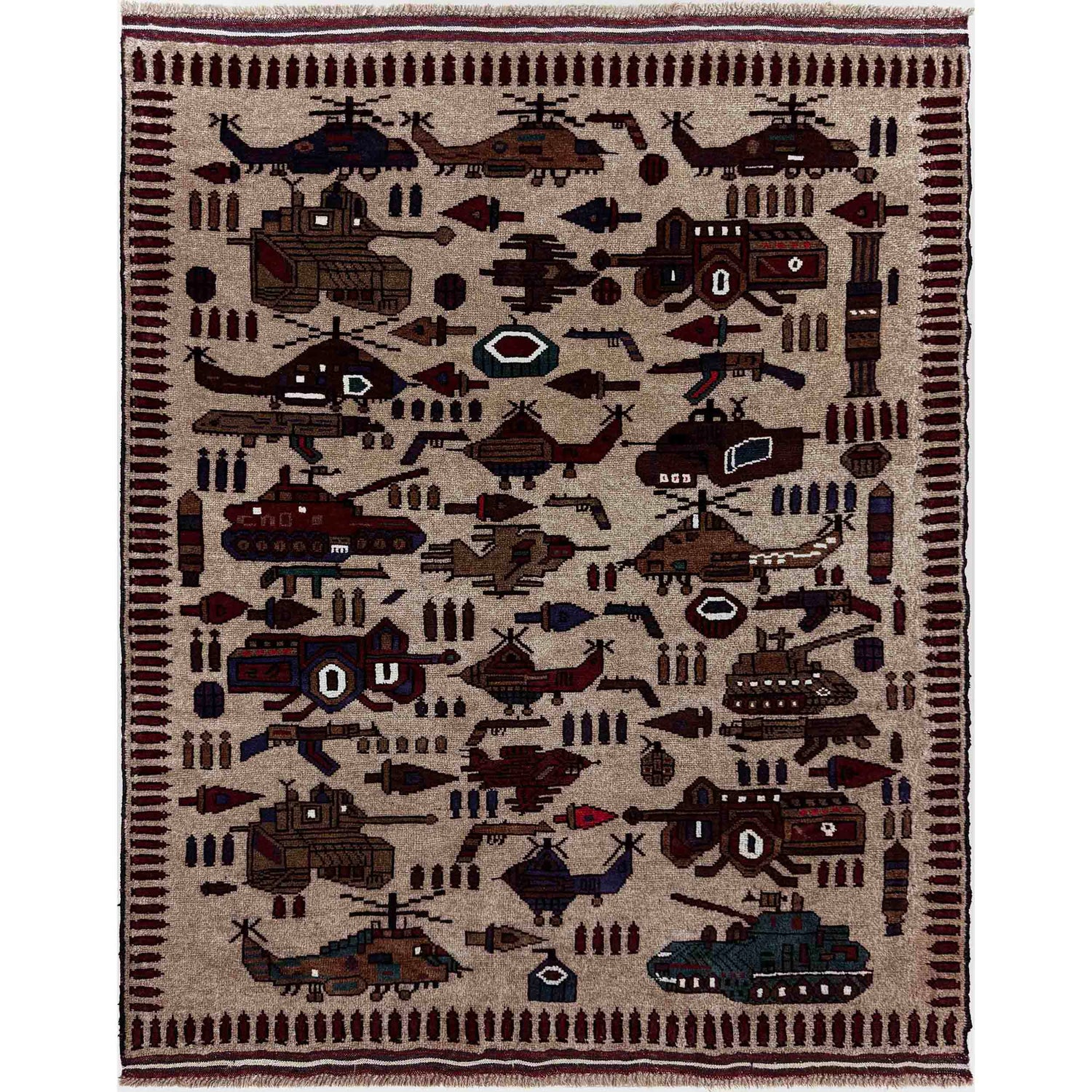 Handmade War Rug 4' 4" x 5' 8" (ft) - No. R39754