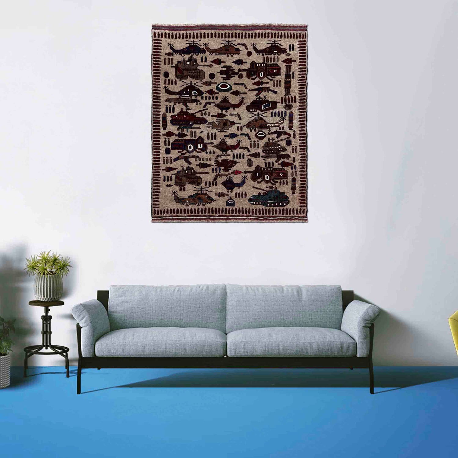 Handmade War Rug 4' 4" x 5' 8" (ft) - No. R39754