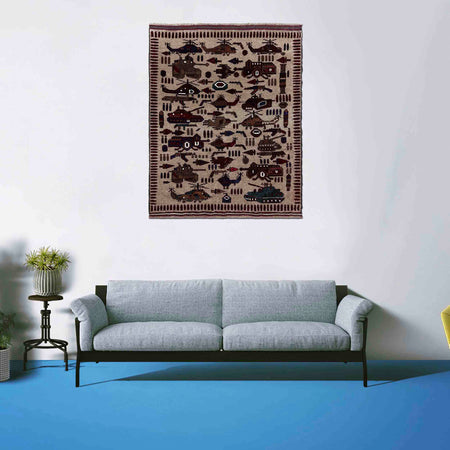 Handmade War Rug 4' 4" x 5' 8" (ft) - No. R39754