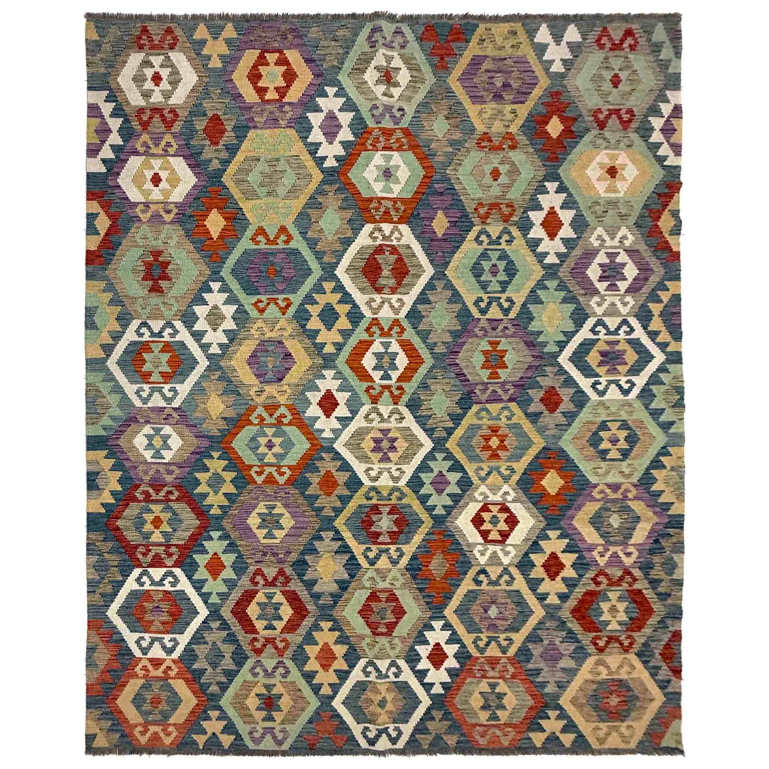 Handmade Vegetable Kilim 6' 11" x 9' 7" (ft) - No. R39758