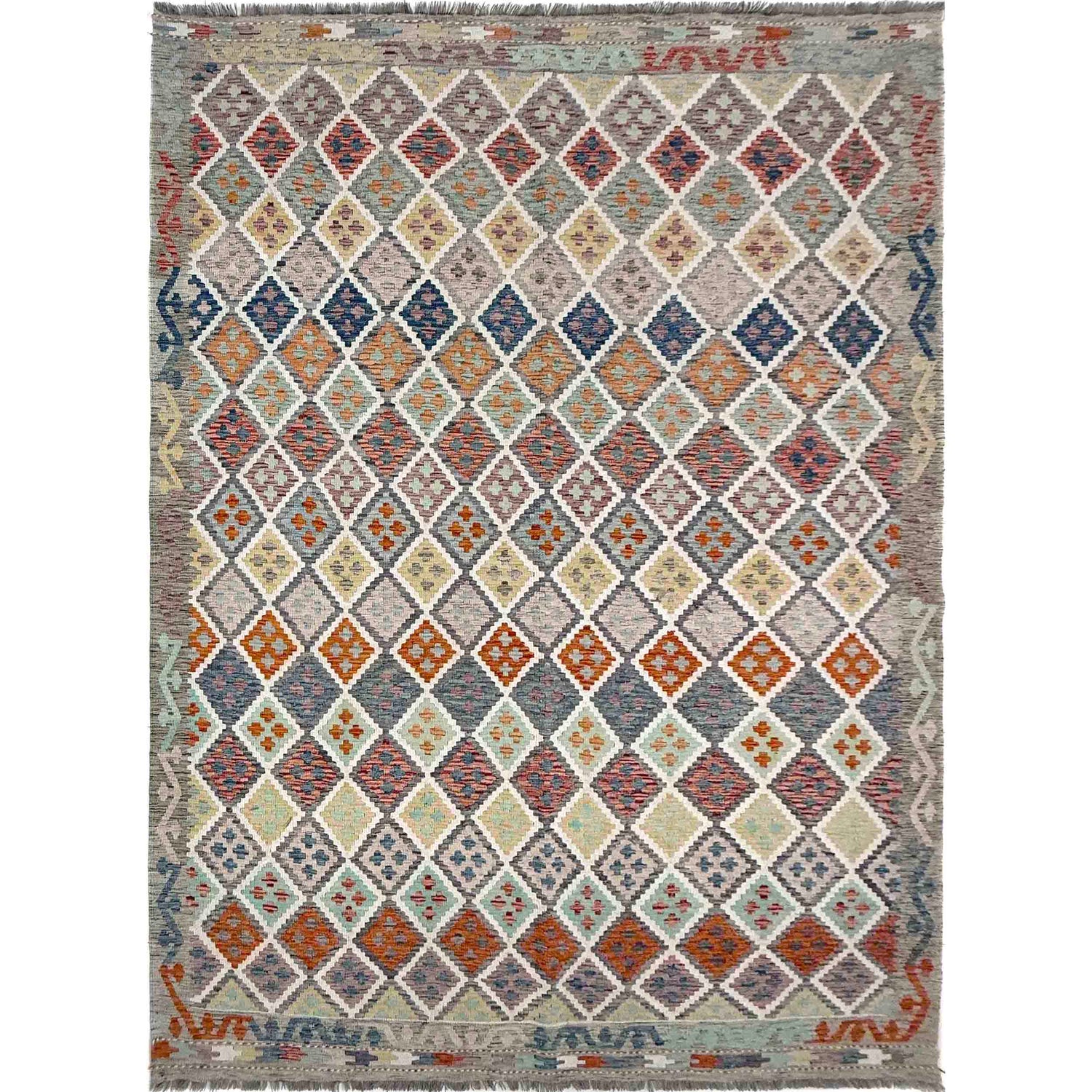 Handmade Vegetable Kilim 6' 10" x 9' 8" (ft) - No. R39761