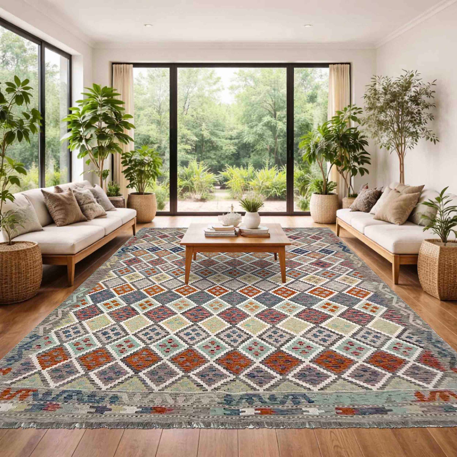 Handmade Vegetable Kilim 6' 10" x 9' 8" (ft) - No. R39761