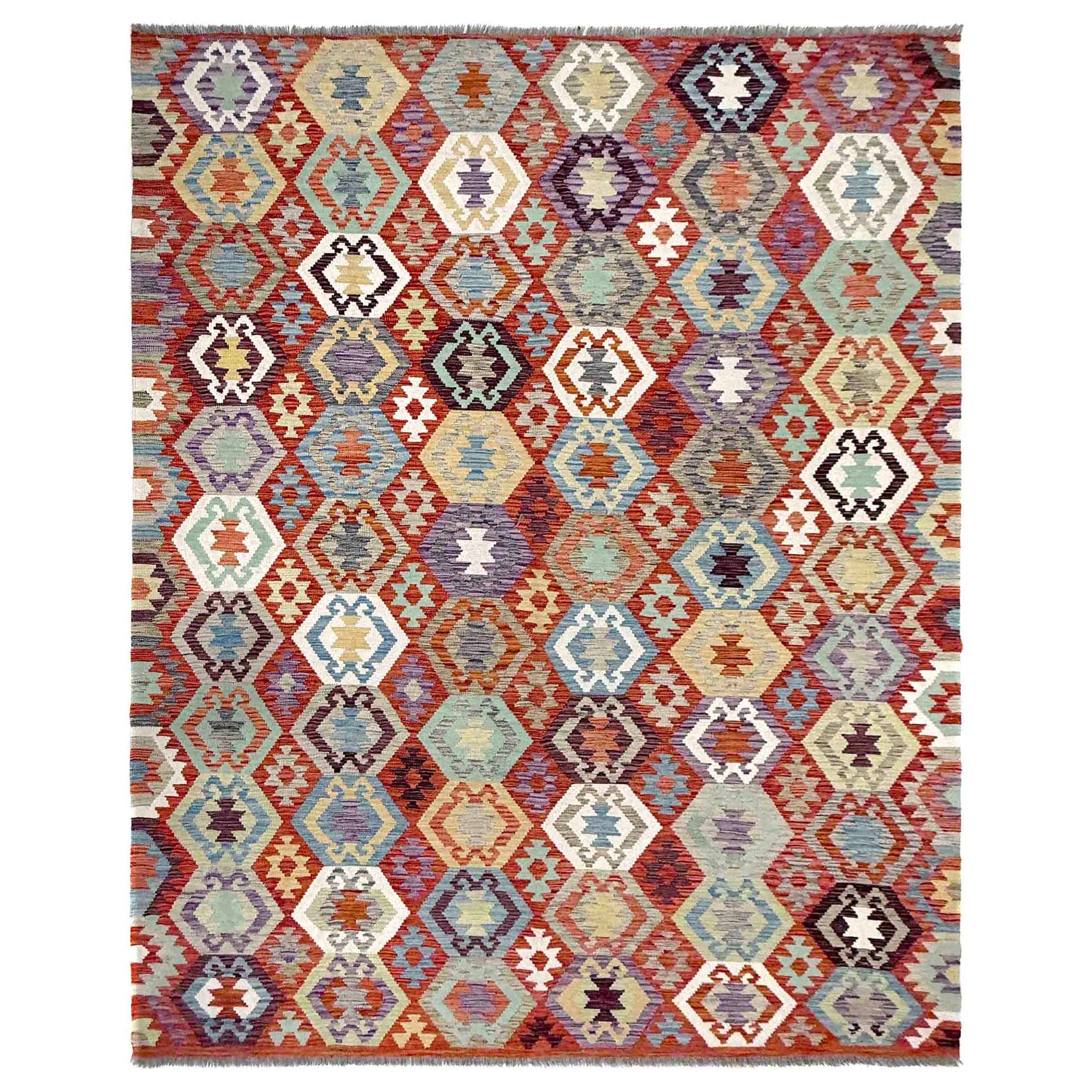 Handmade Vegetable Kilim 6' 11" x 9' 8" (ft) - No. R39762