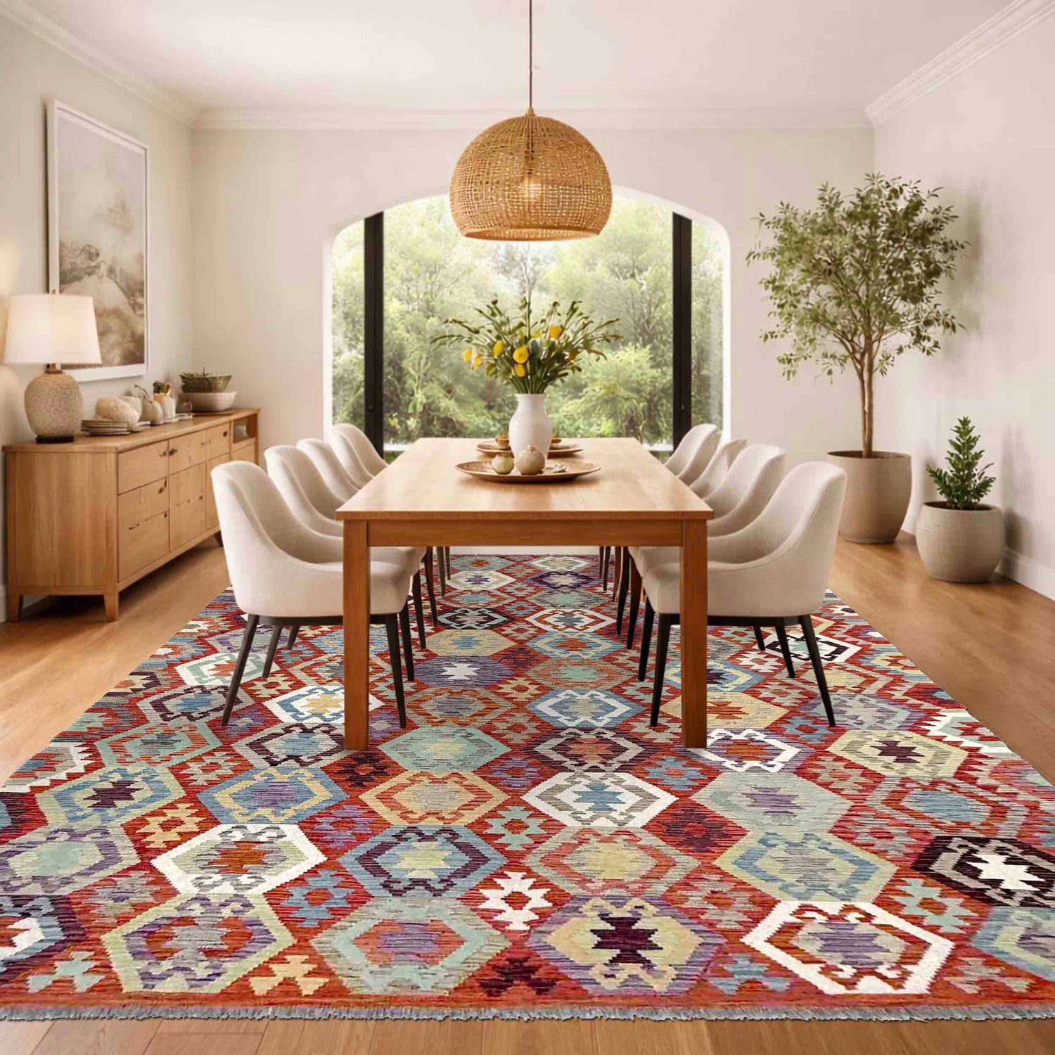 Handmade Vegetable Kilim 6' 11" x 9' 8" (ft) - No. R39762