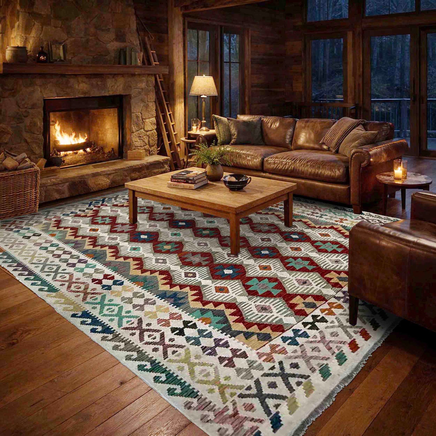 Handmade Vegetable Kilim 6' 8" x 9' 7" (ft) - No. R39766