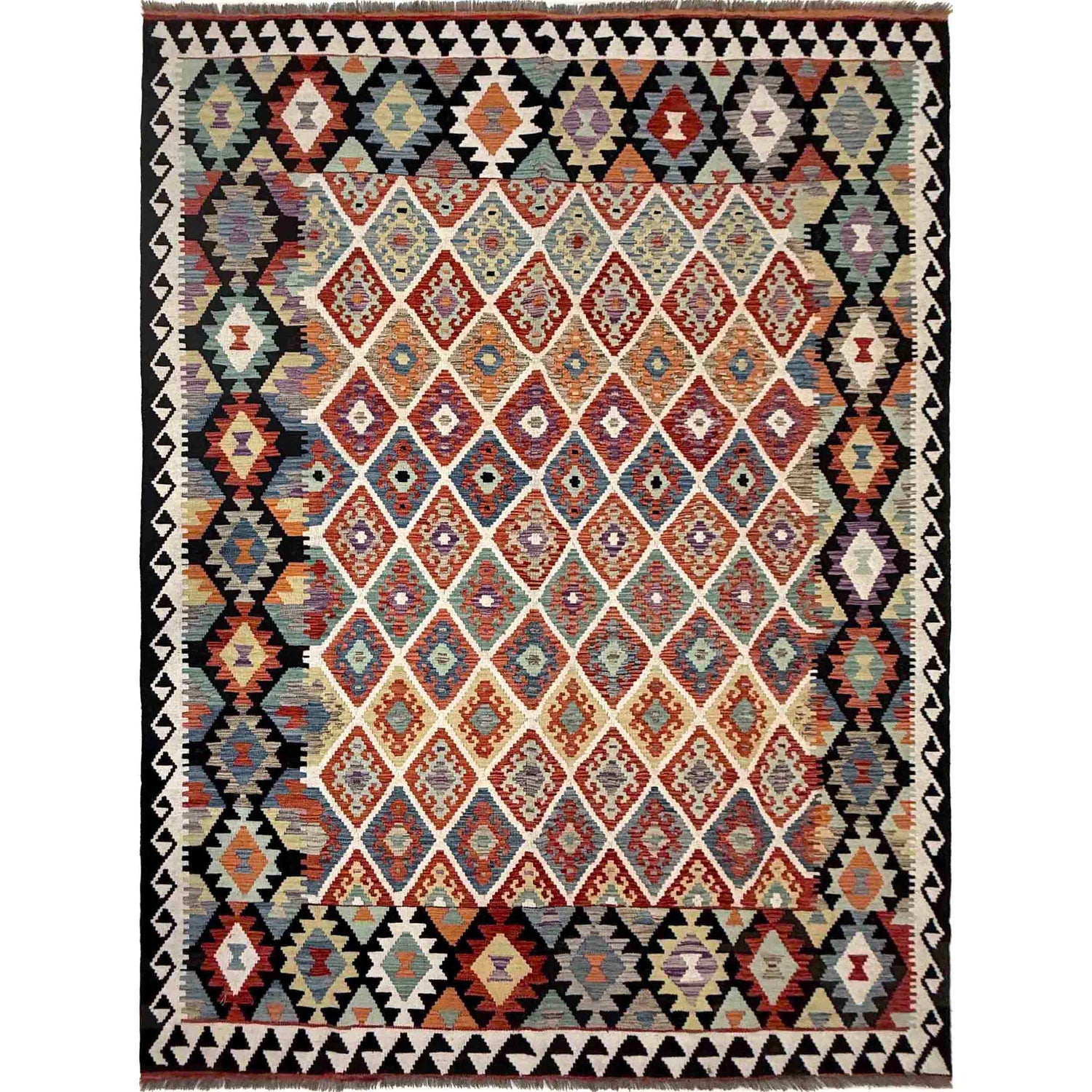 Handmade Vegetable Kelim 6' 8" x 9' 9" (ft) - No. R39767