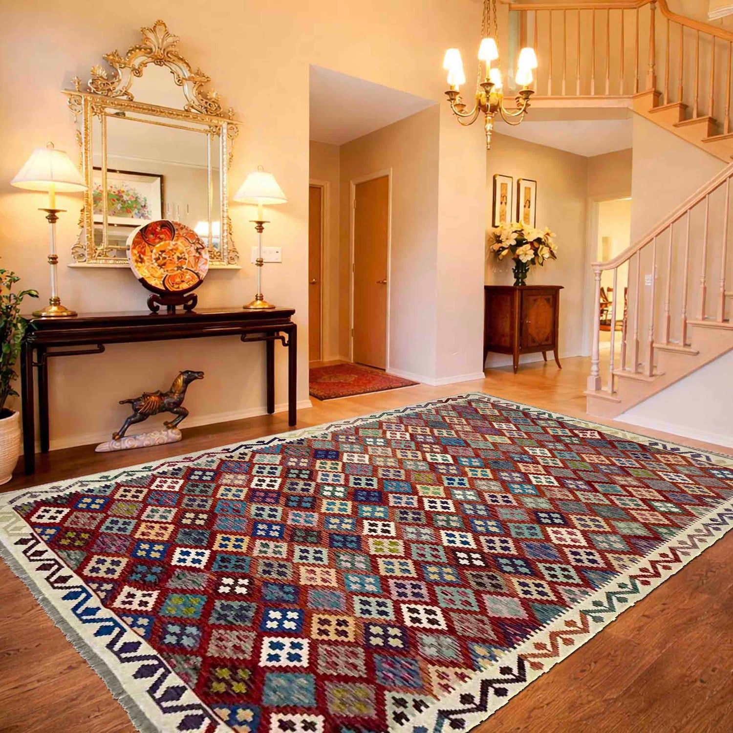Handmade Vegetable Kilim 6' 7" x 9' 7" (ft) - No. R39769